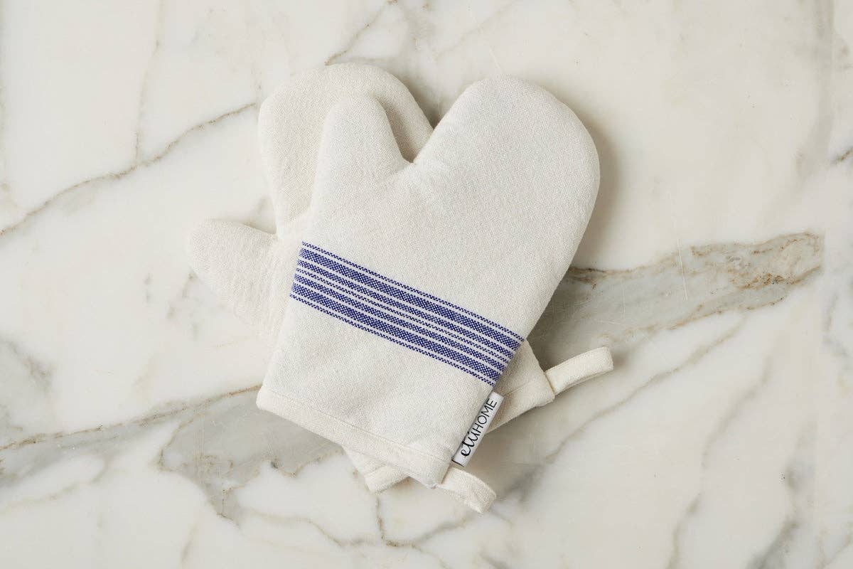 Oven Mitt, Vintage Blue Stripe, Set of 2