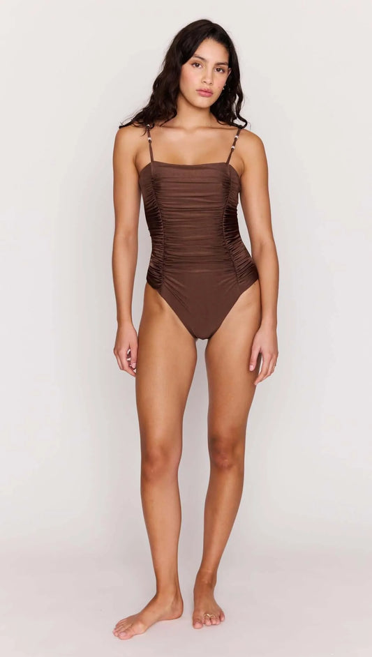 Sienne Chocolate Brown Ruched One-Piece