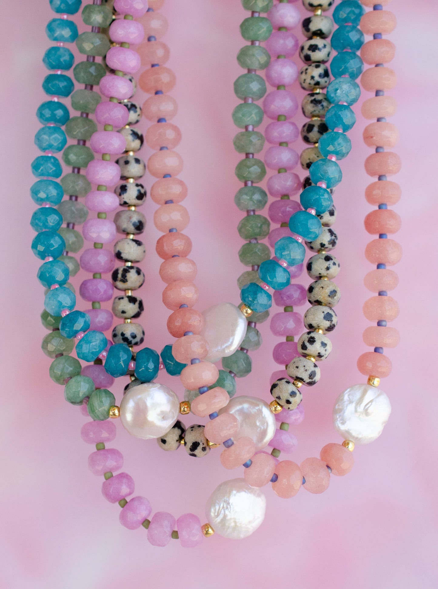 Gemstone and Pearl Beaded Necklace