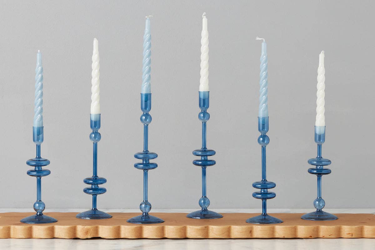 White Twisted Taper Candles, Boxed Set of 6