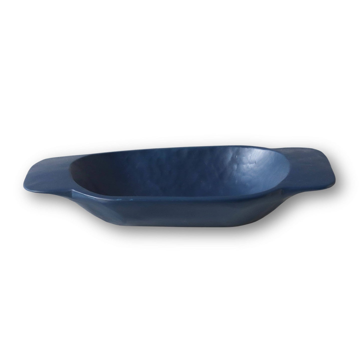 Hand-Carved Navy Blue Pine Wood Serving Dough Bowl