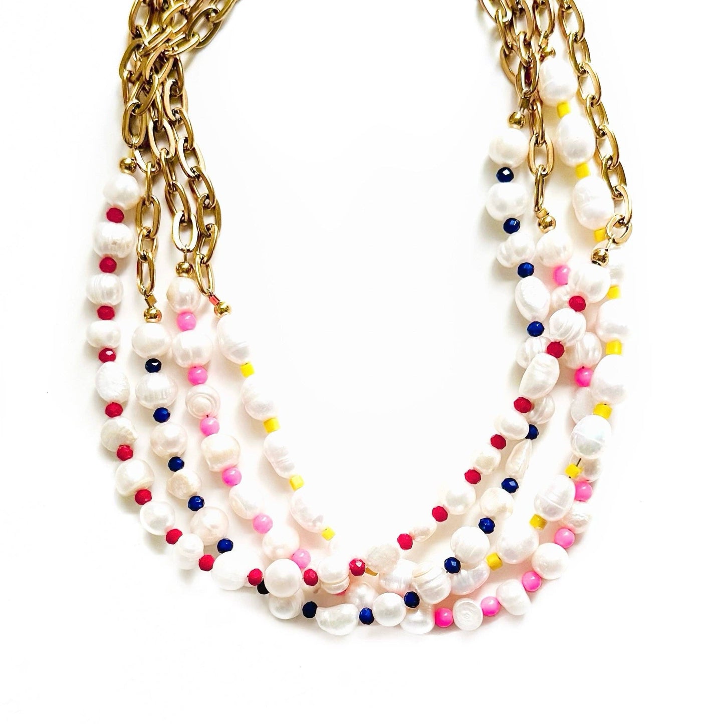 Isla Beaded Pearl Necklace - Royal Blue