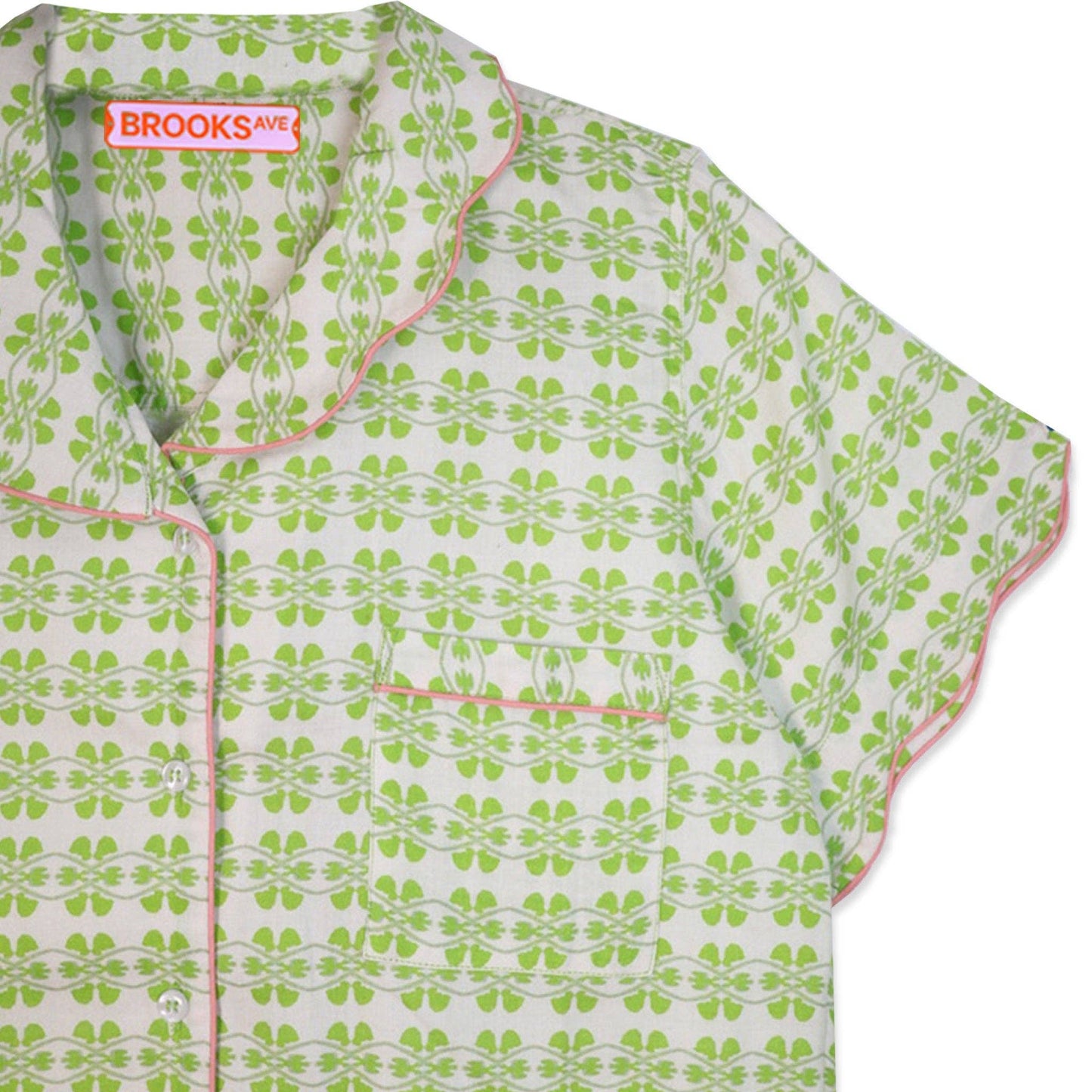 Scalloped Pajama Set Short - Metallics Green