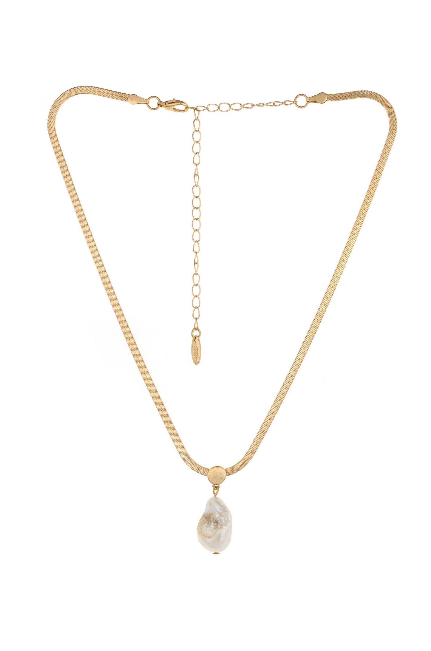 Baroque Pearl Pendant 18k Gold Plated Snake Chain Necklace