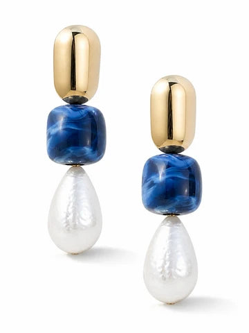 Block Party Statement Earrings Dark Blue