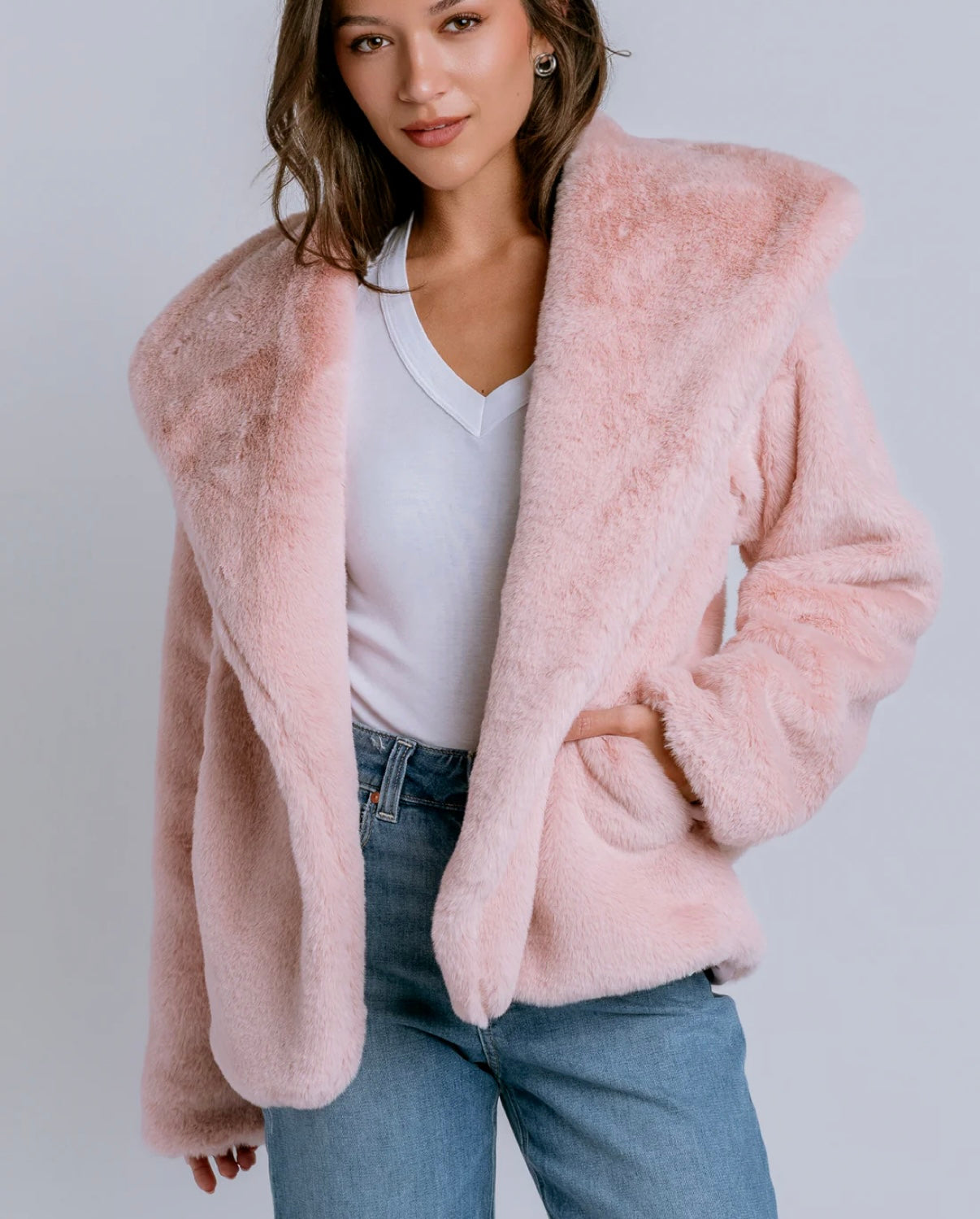 Pink Faux Fur Jacket