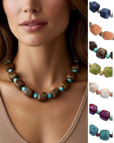 Block Party Necklace Brown