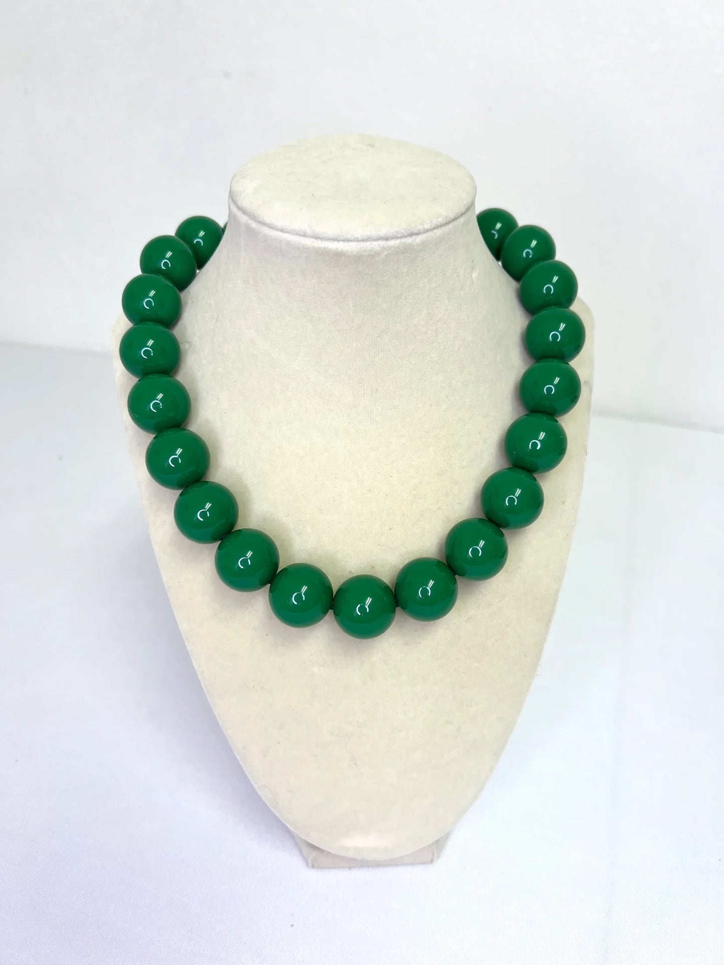 Green Gloss Beaded Statement Necklace