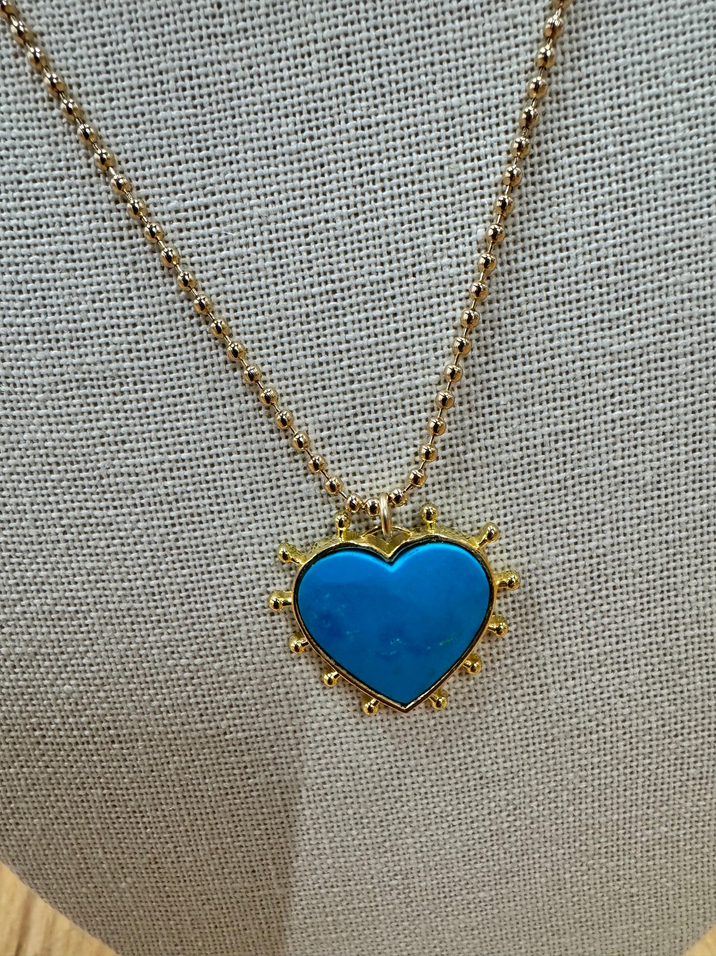 Turquoise Fringed Heart Necklace