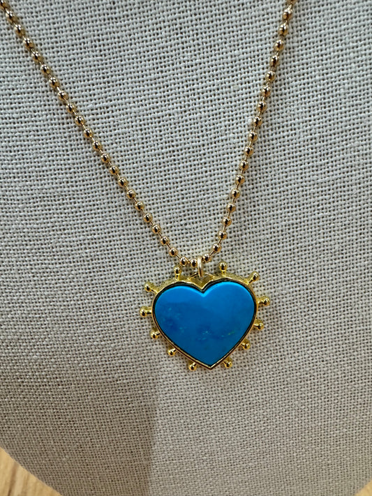 Turquoise Fringed Heart Necklace