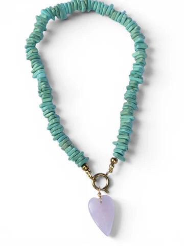 Rebel Heart Beaded Necklace Pink Heart