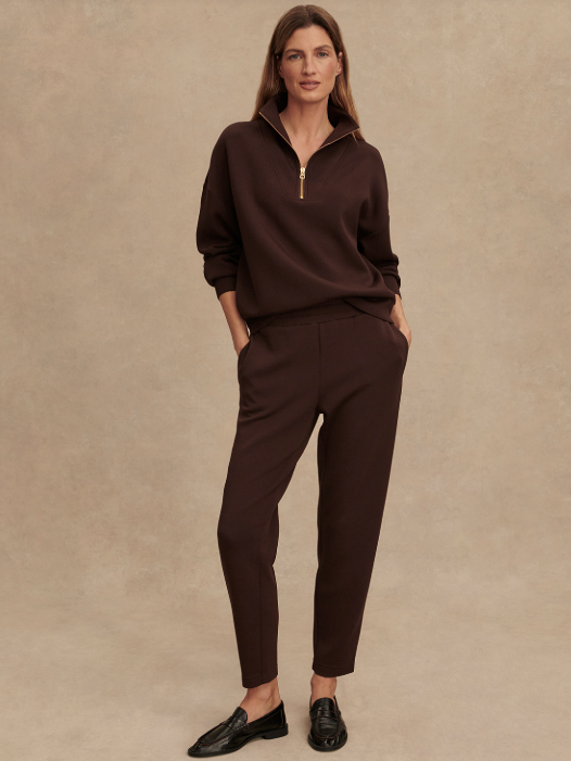 Hawley Half Zip Sweat in Coffee Bean