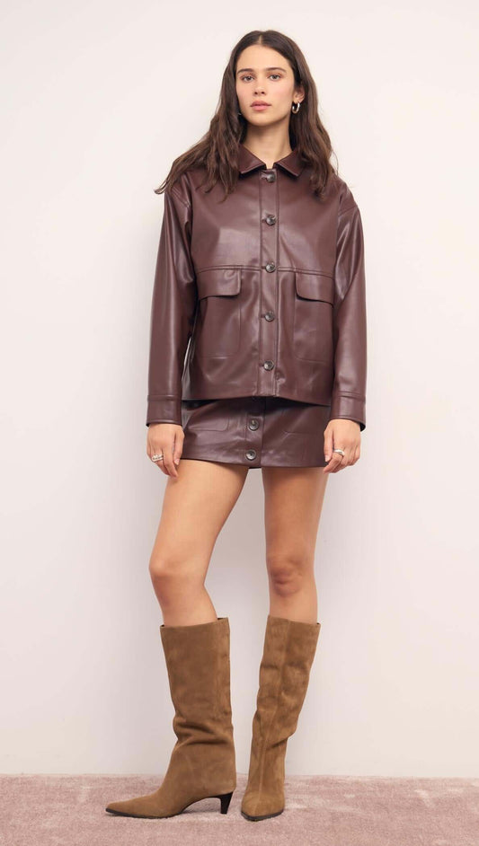 Brown Faux Leather Skirt