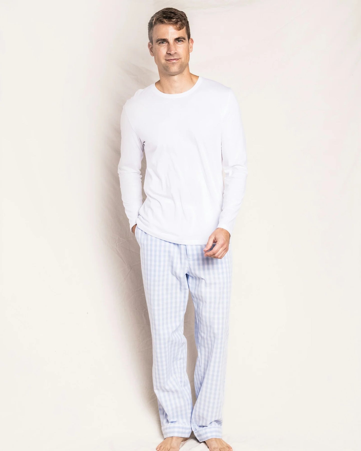 Men's Twill Pajama Pant in Light Blue Gingham