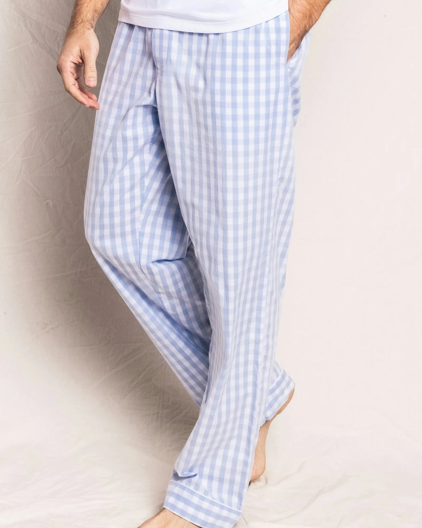 Men's Twill Pajama Pant in Light Blue Gingham