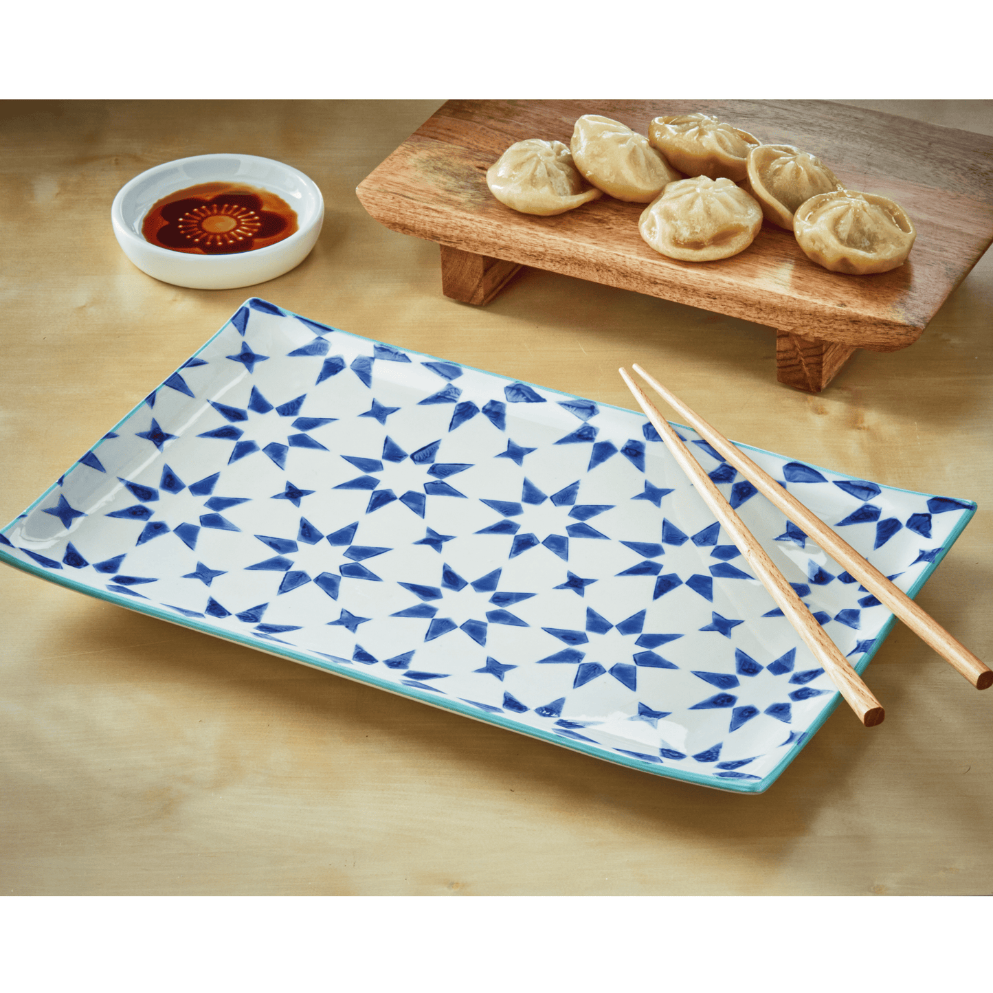 Blue Star Platter Stoneware Serveware