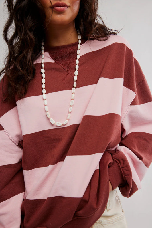 Classic Stripe Crew Wide - Strawberry Wine Combo