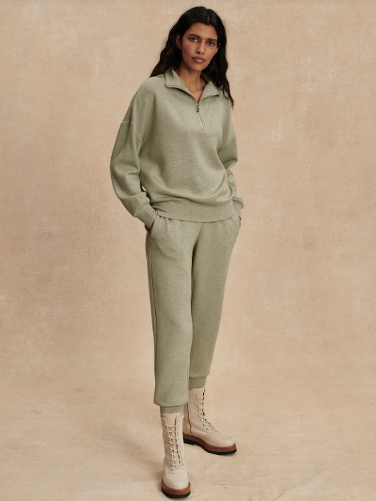 Hawley Half Zip Sweat in Shadow Marl