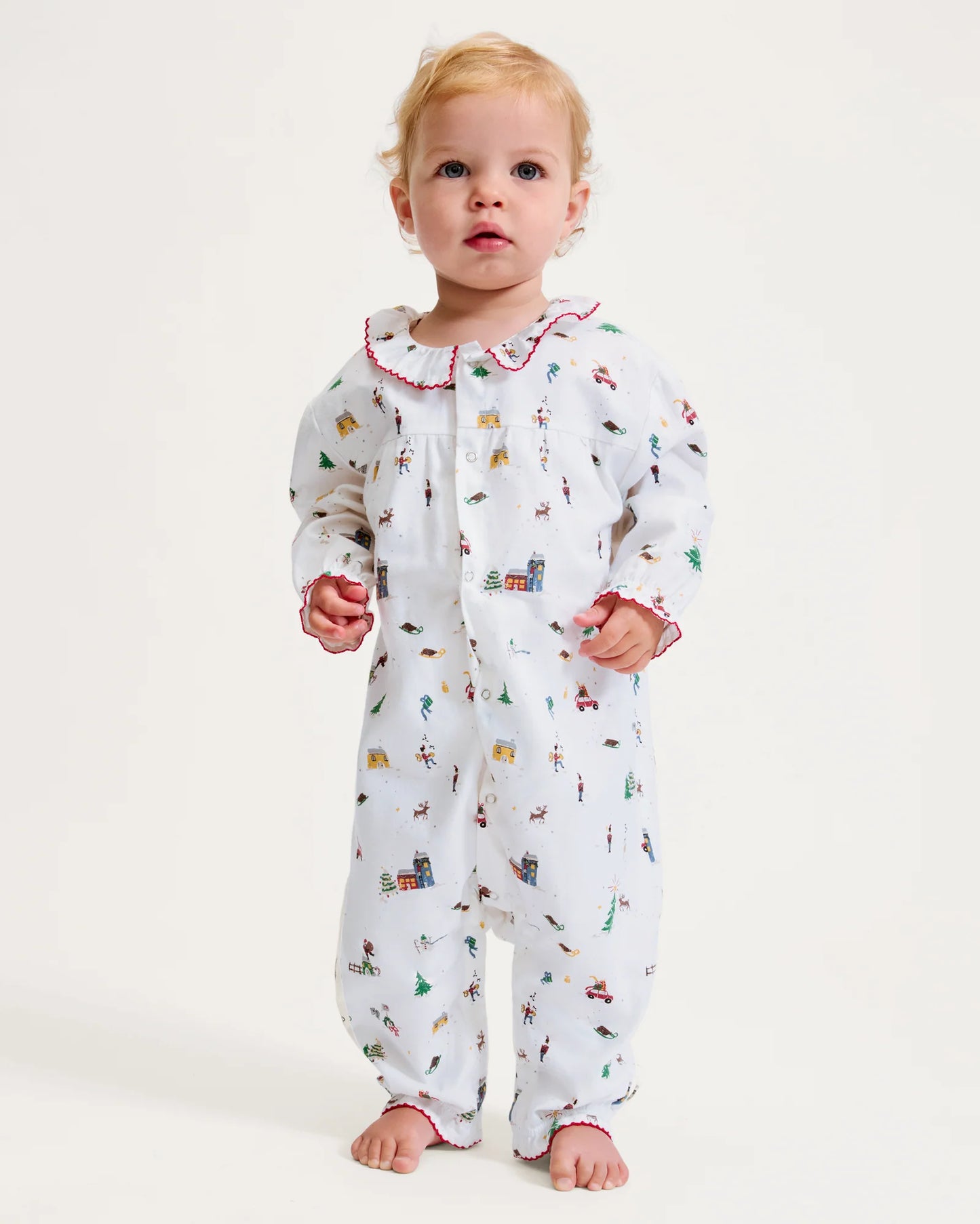 Baby's Twill Madeline Romper in Holiday Town