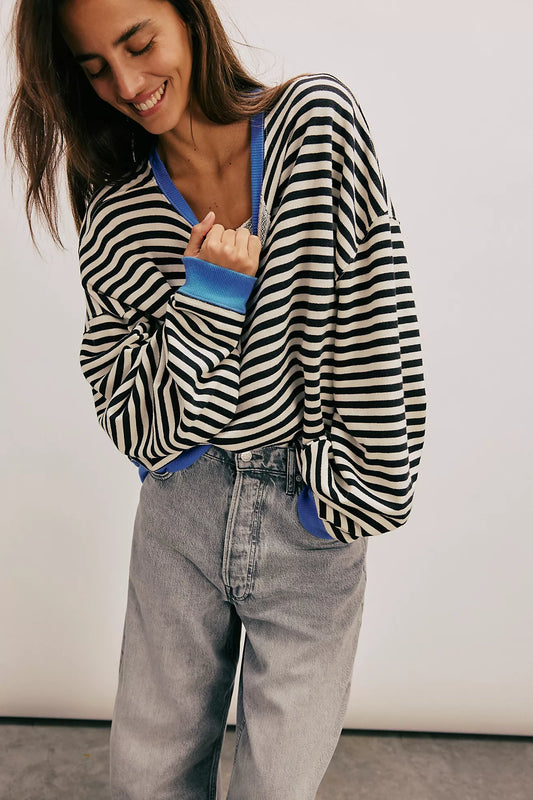 Classic Striped Oversized Crewneck