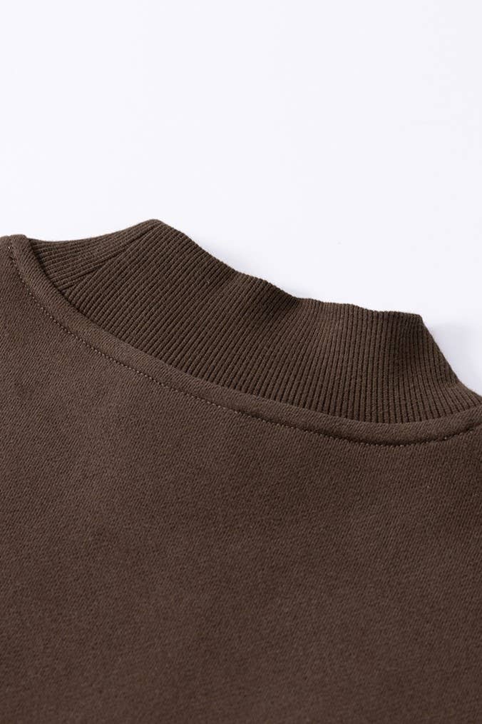 Cotton blend Fleece Oversized mock neck sweatshirt in solid