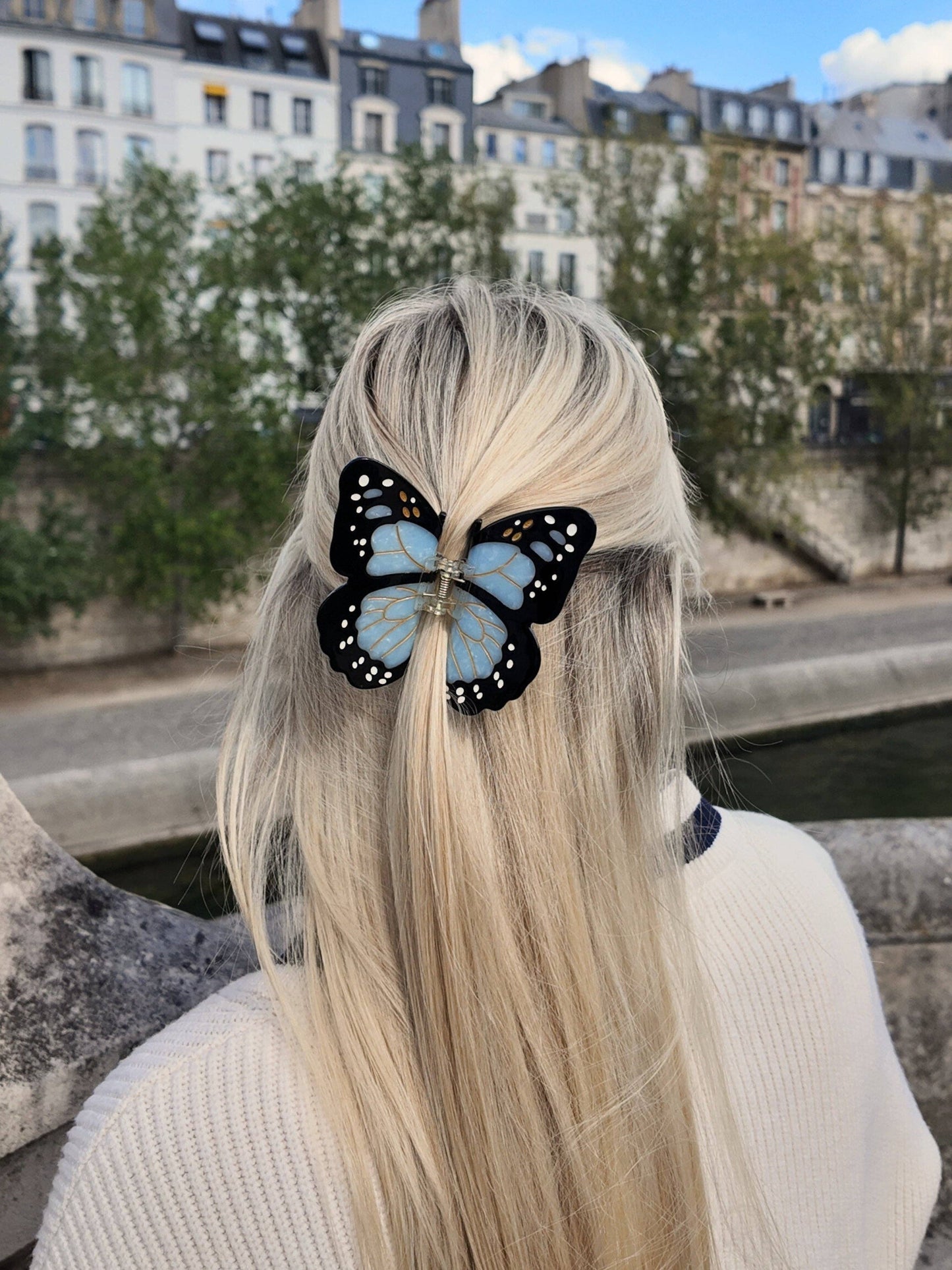 Hand-painted Monarch Butterfly Claw Hair Clip | Eco-Friendly