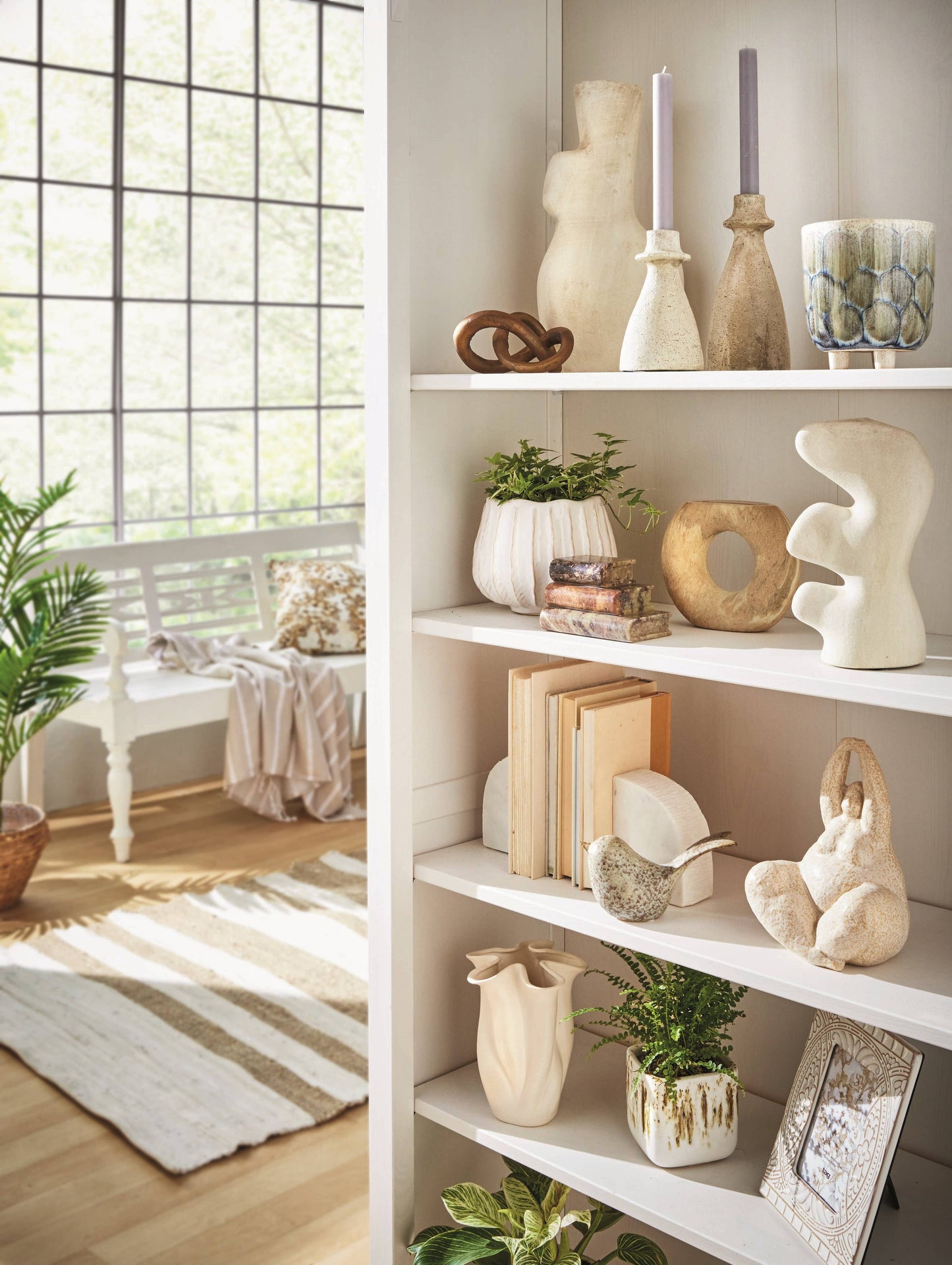 Organic Swirl Edge Vase Ivory Stoneware Everyday