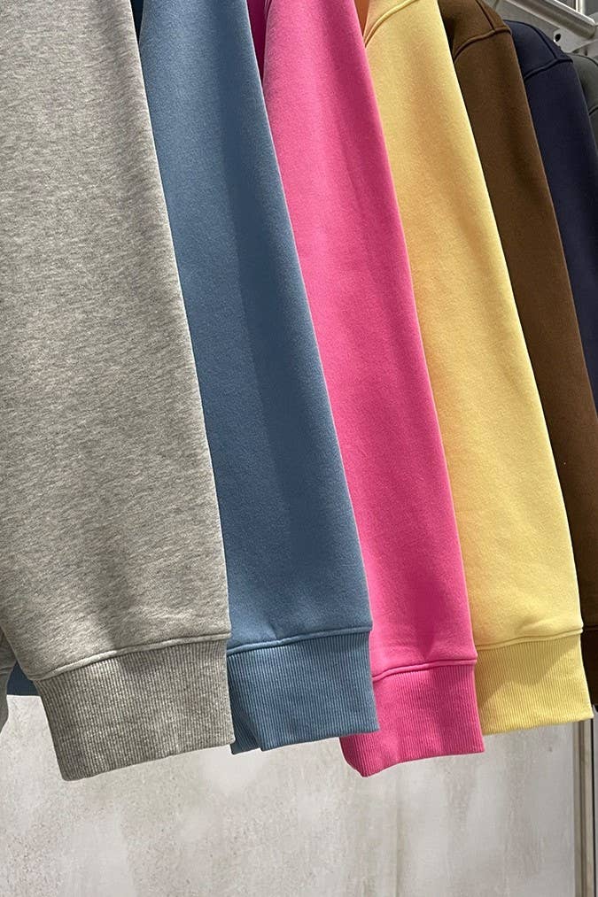 Cotton blend Fleece Oversized mock neck sweatshirt in solid
