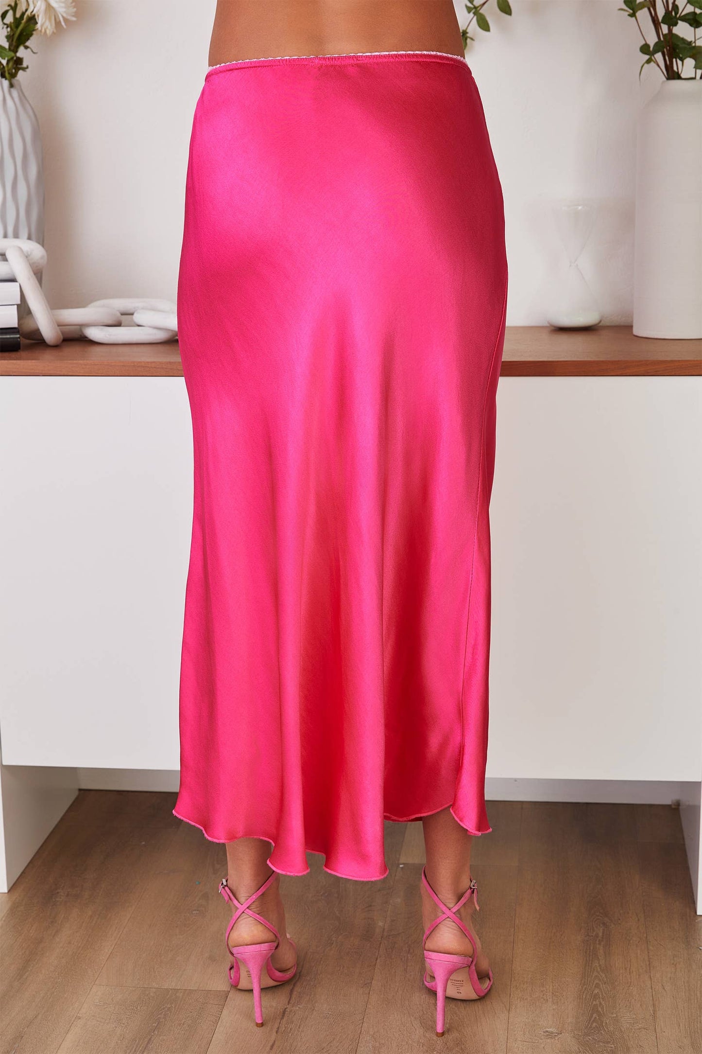SILKY SLIP SKIRT WITH LACE ELASTIC WAISTBAND  (9298/235110)