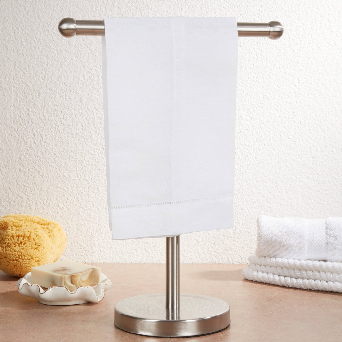 Linen Blend Hemstitched Guest Towel
