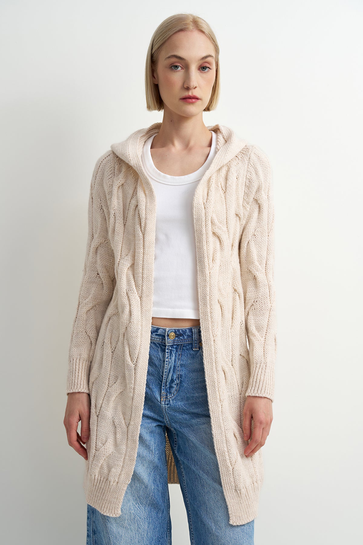 Cream Knit Duster Cardigan