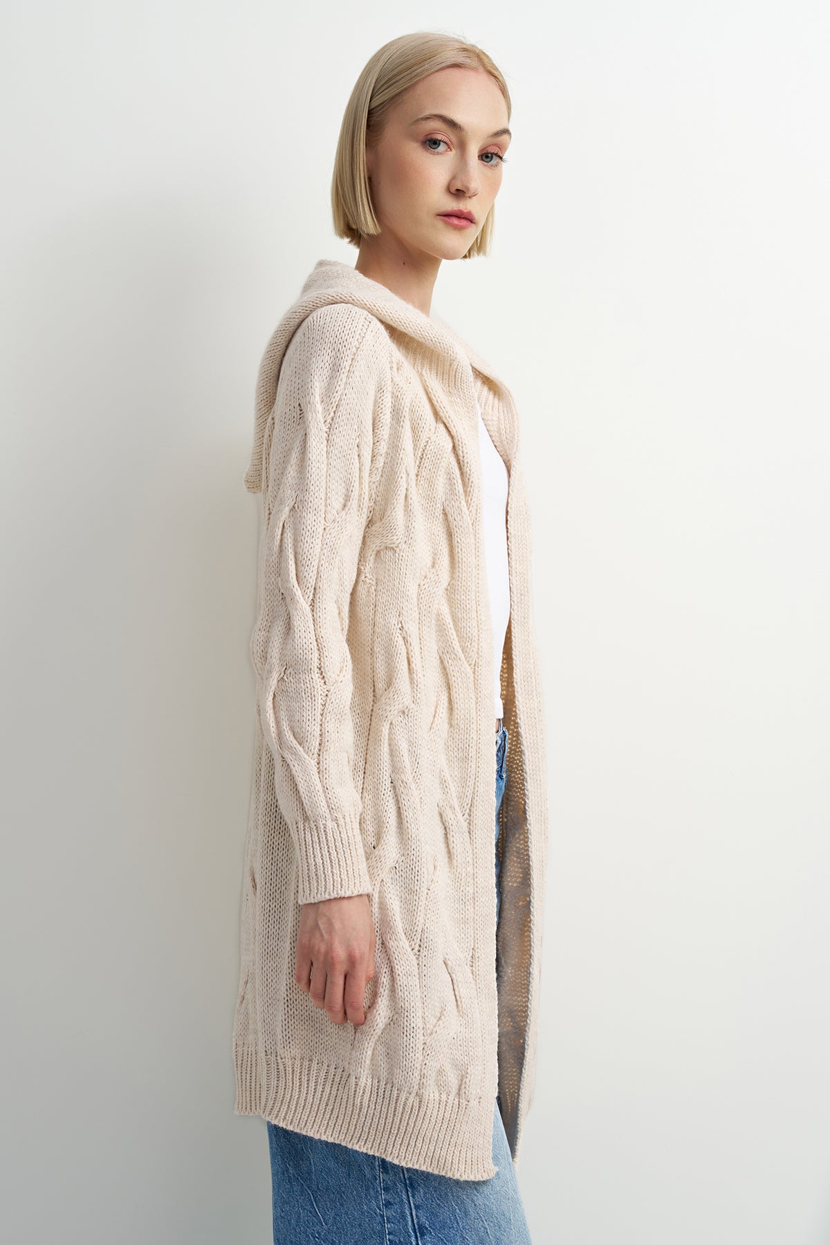 Cream Knit Duster Cardigan