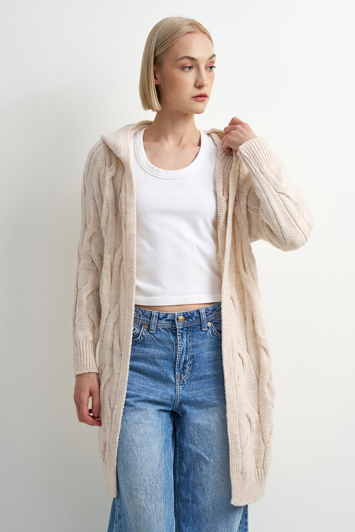 Cream Knit Duster Cardigan