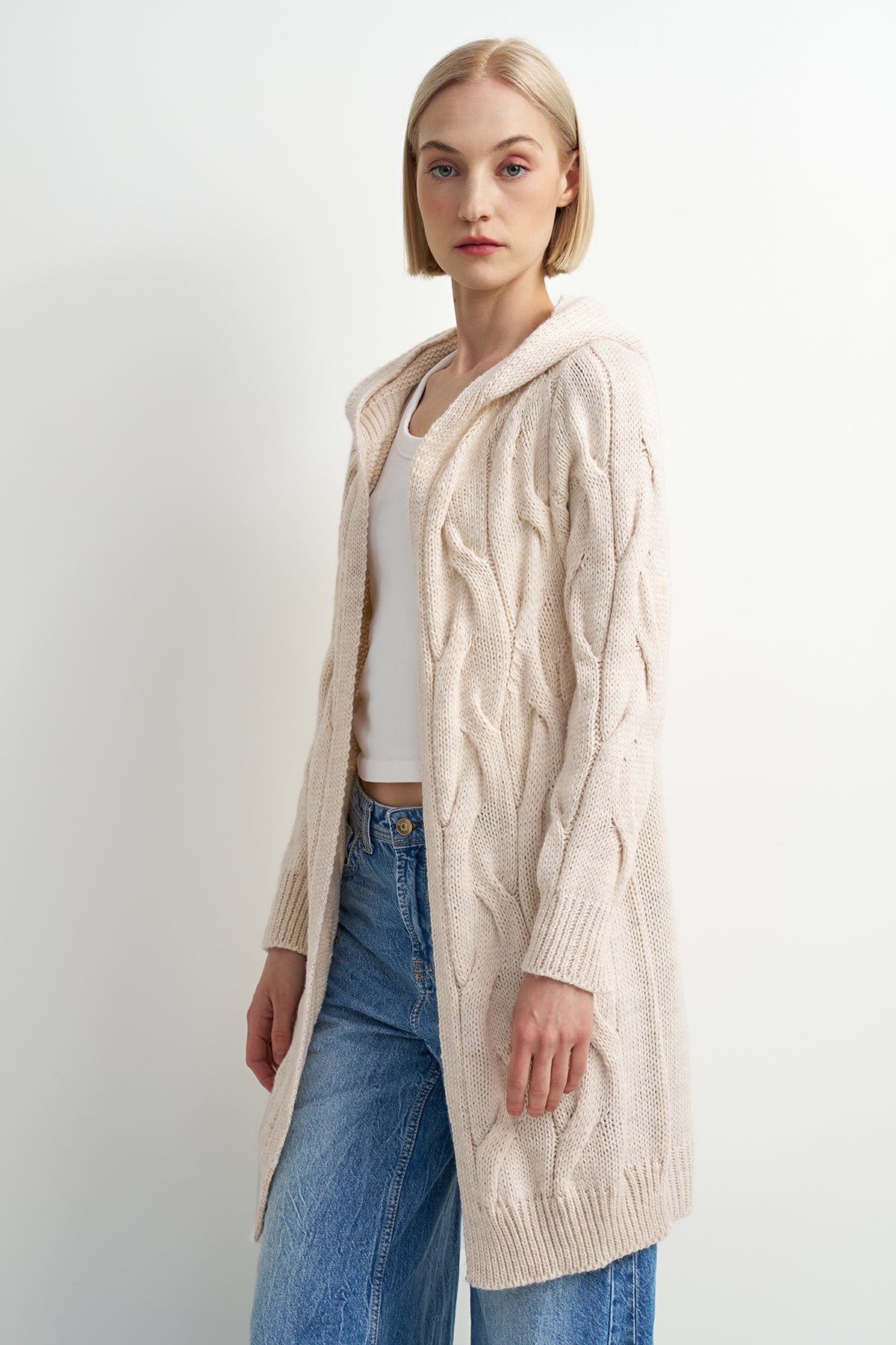 Cream Knit Duster Cardigan