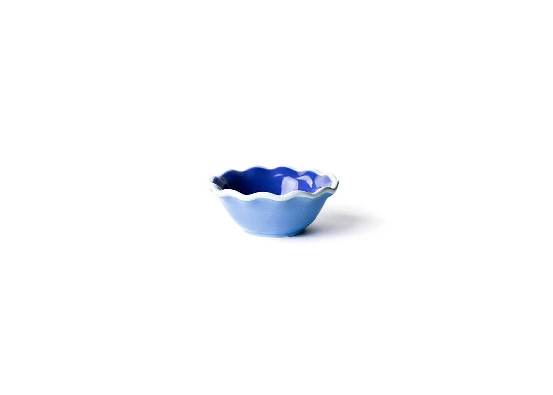 Iris Blue Color Block Ruffle Dipping Bowl