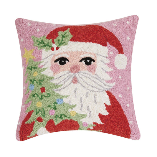 Santa Holding Tree Pillow