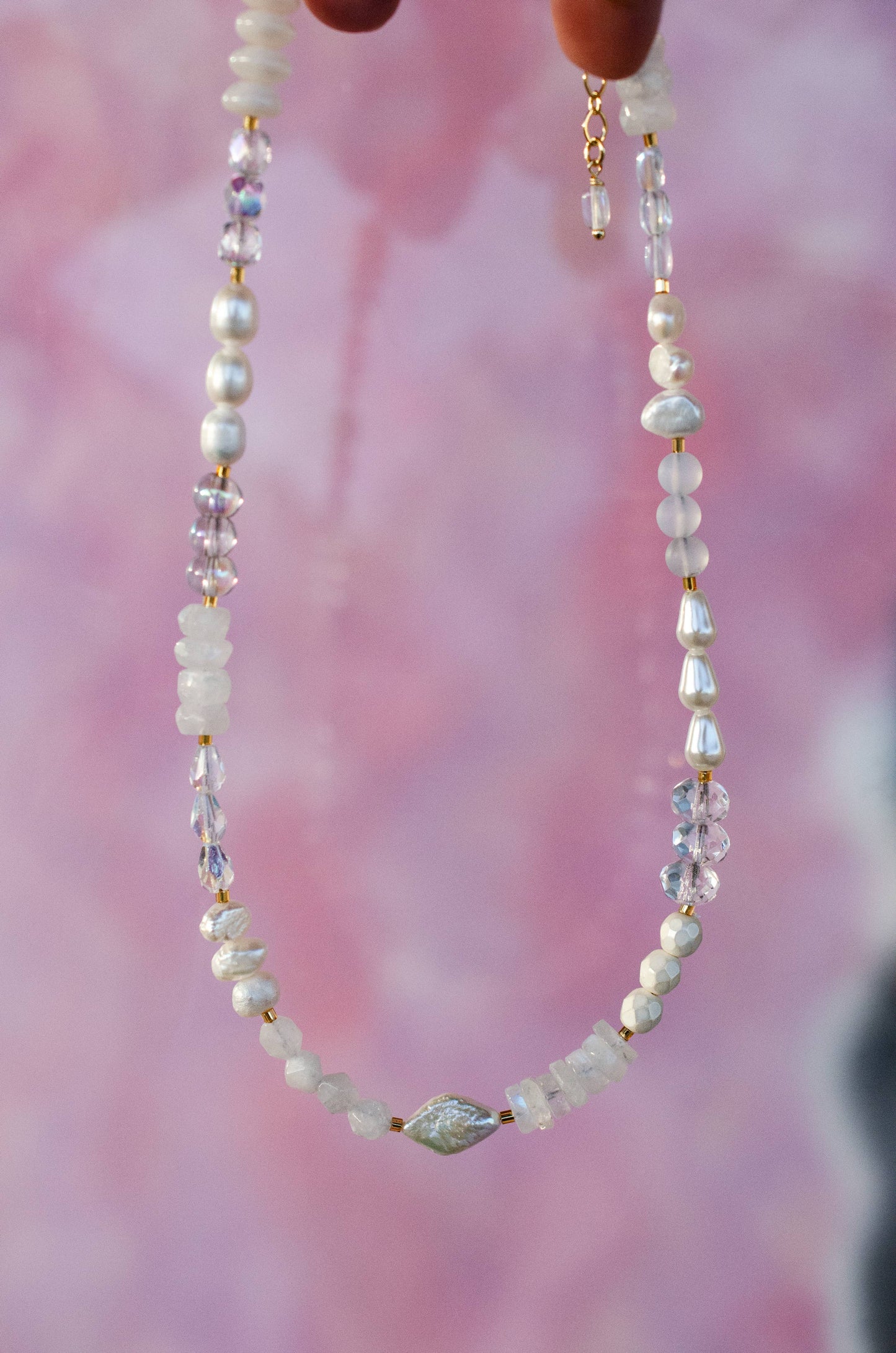 Pearl and Moonstone Beaded Necklace