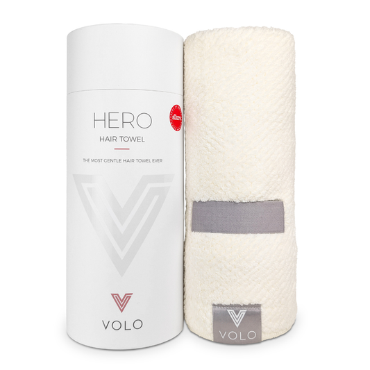 VOLO Hero Hair Towel- Salt White Luxe Tube