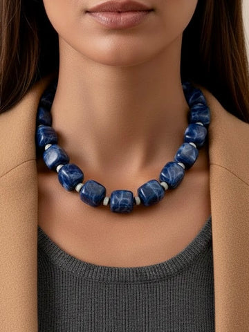 Block Party Necklace Dark Blue