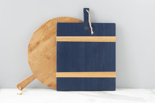 Navy Blue Rectangle Wood Charcuterie Cheese Board, Medium