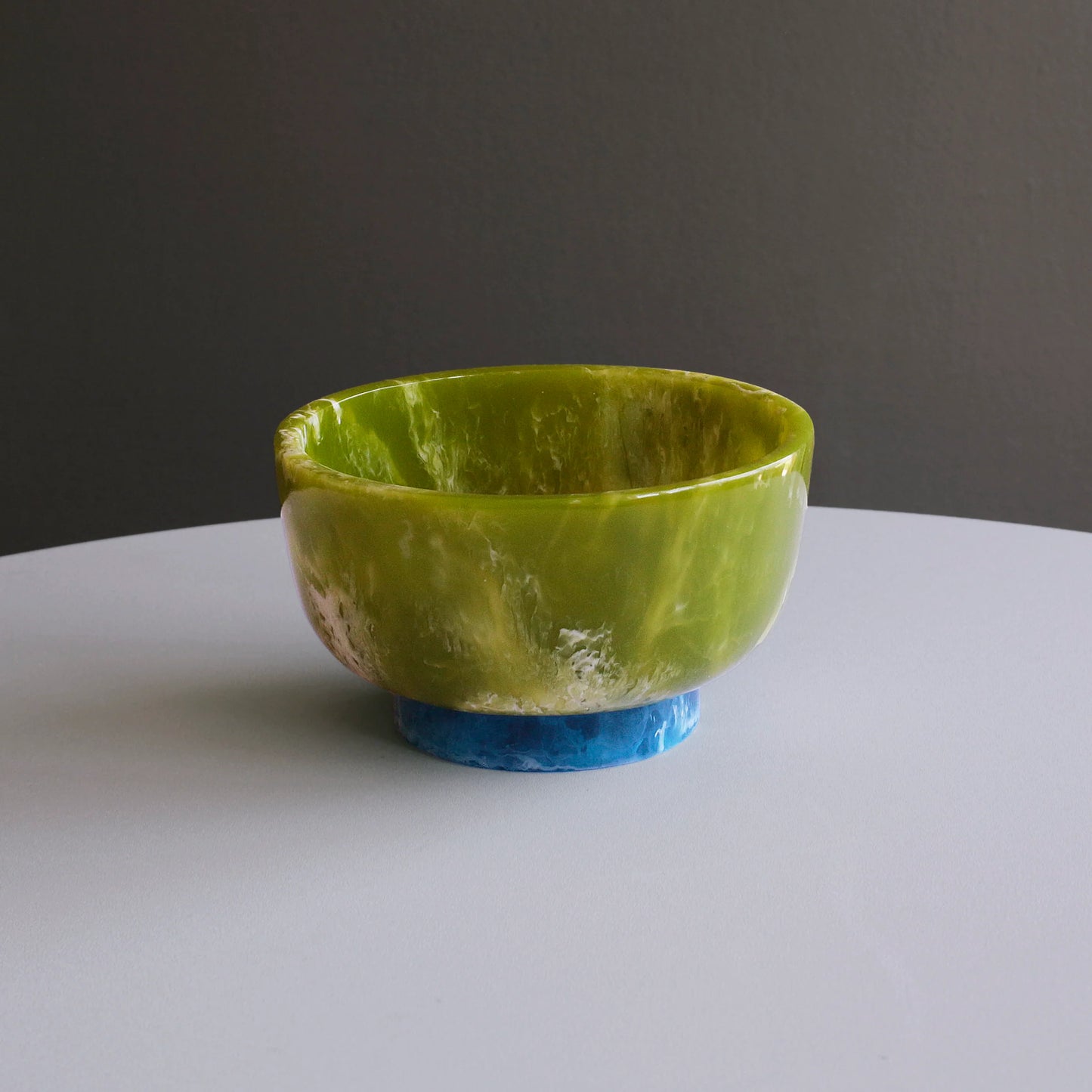 Resin Rio Small Bowl with Base (Green and Blue)