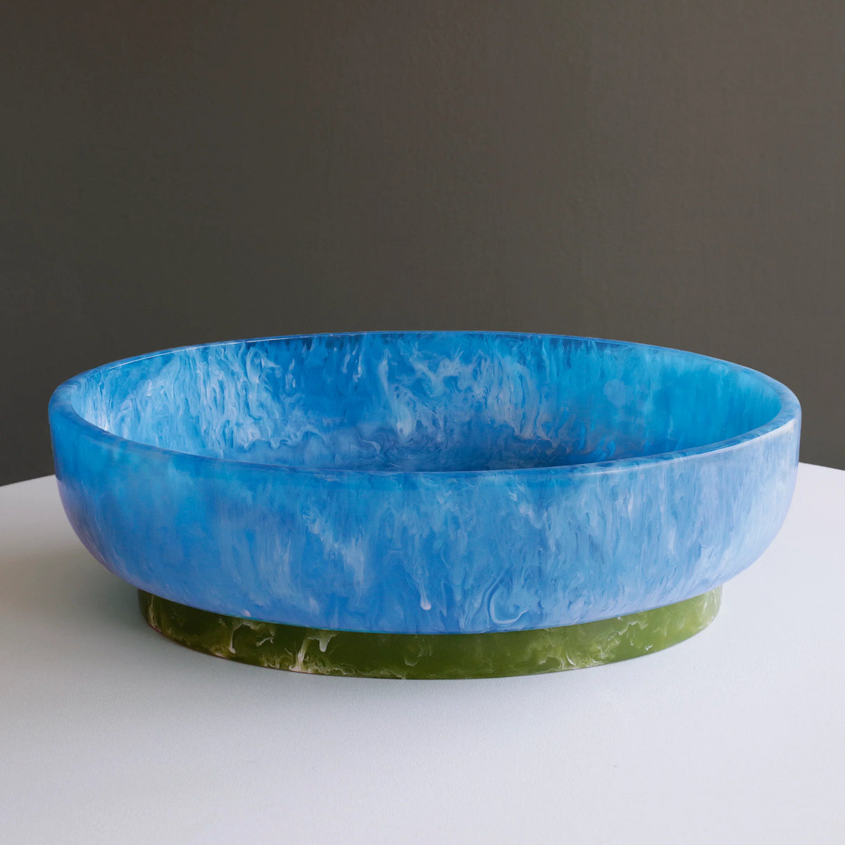 RESIN Rio Large Oval Bowl with Base (Blue and Green)