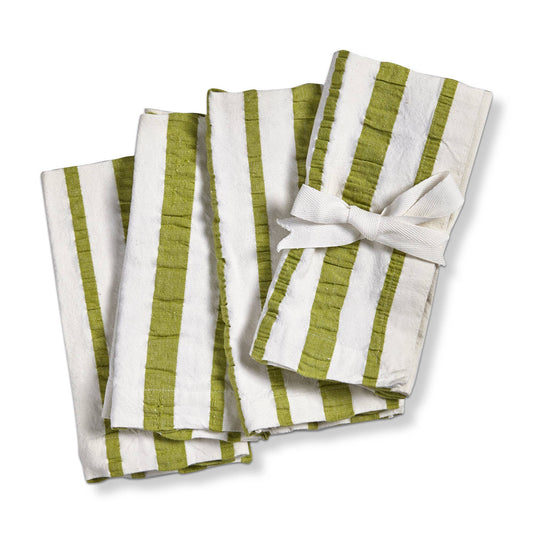 Seersucker Stripe Napkin Set Of 4 - Green