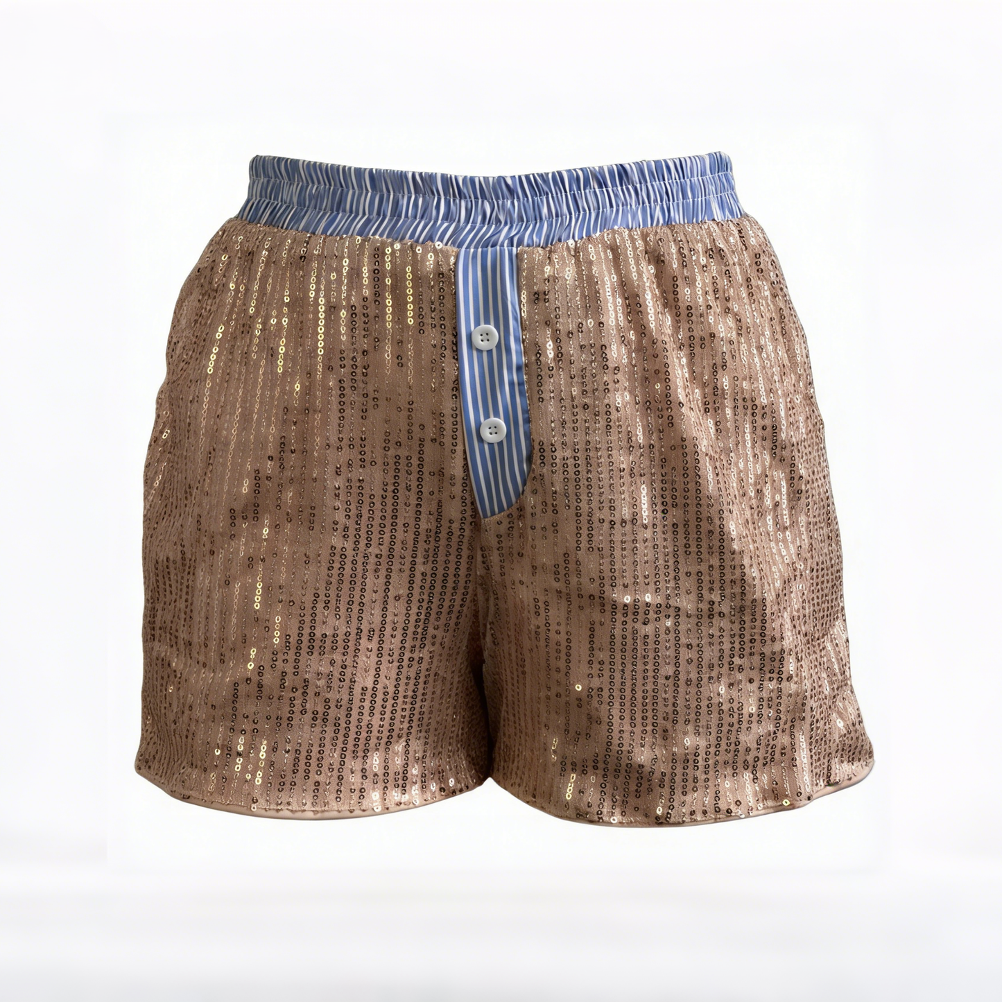 Y2k Sequin & Striped Patchwork Boxer Shorts