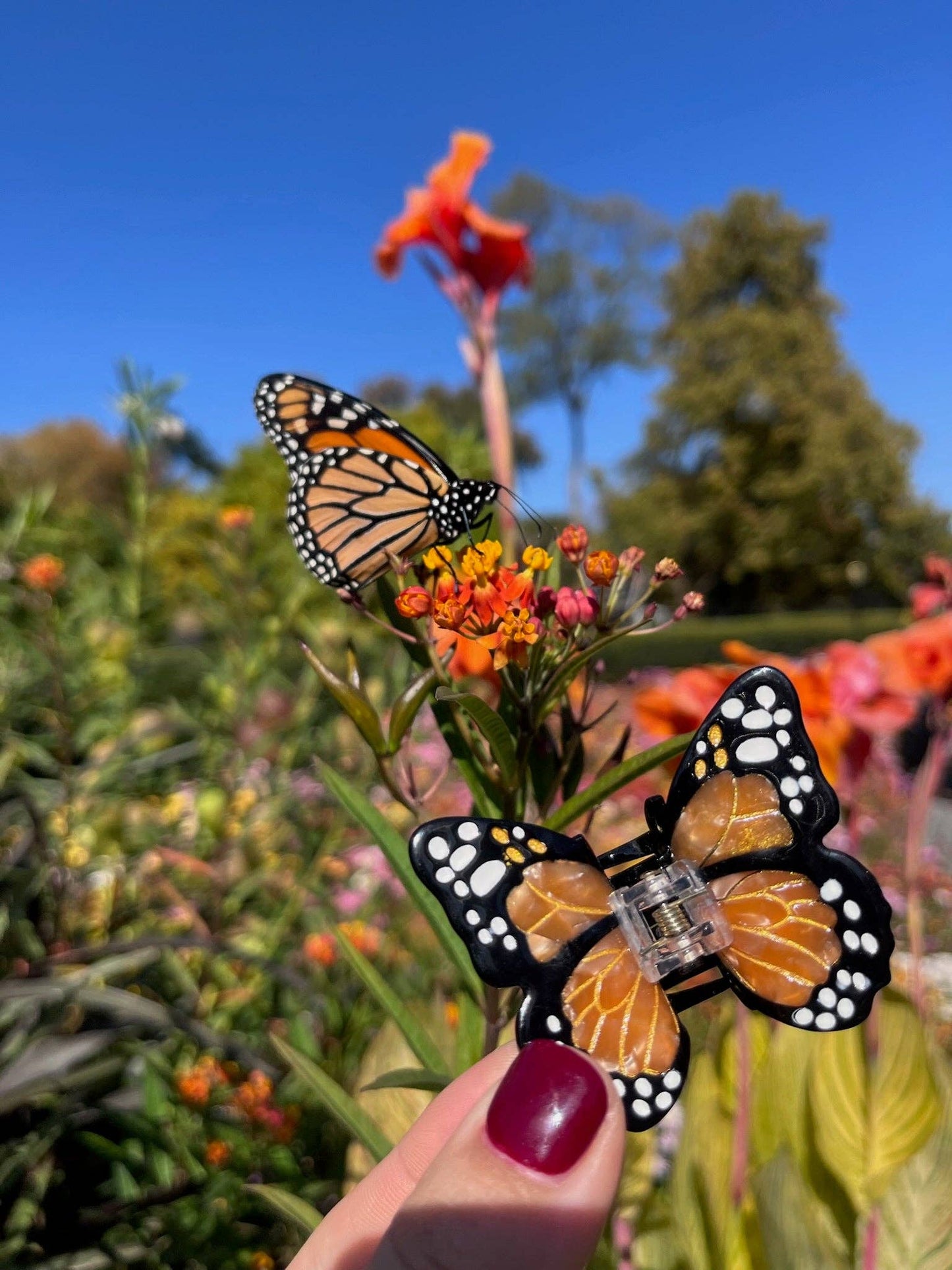 Hand-painted Mini Monarch Butterfly Claw Hair Clip | Eco-Friendly