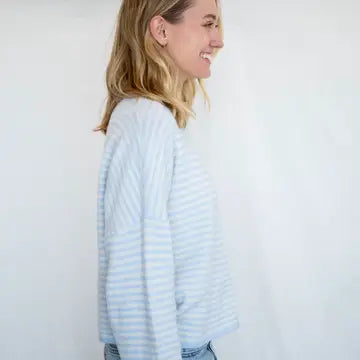 Piper Cardigan - Light Blue Mini Striped