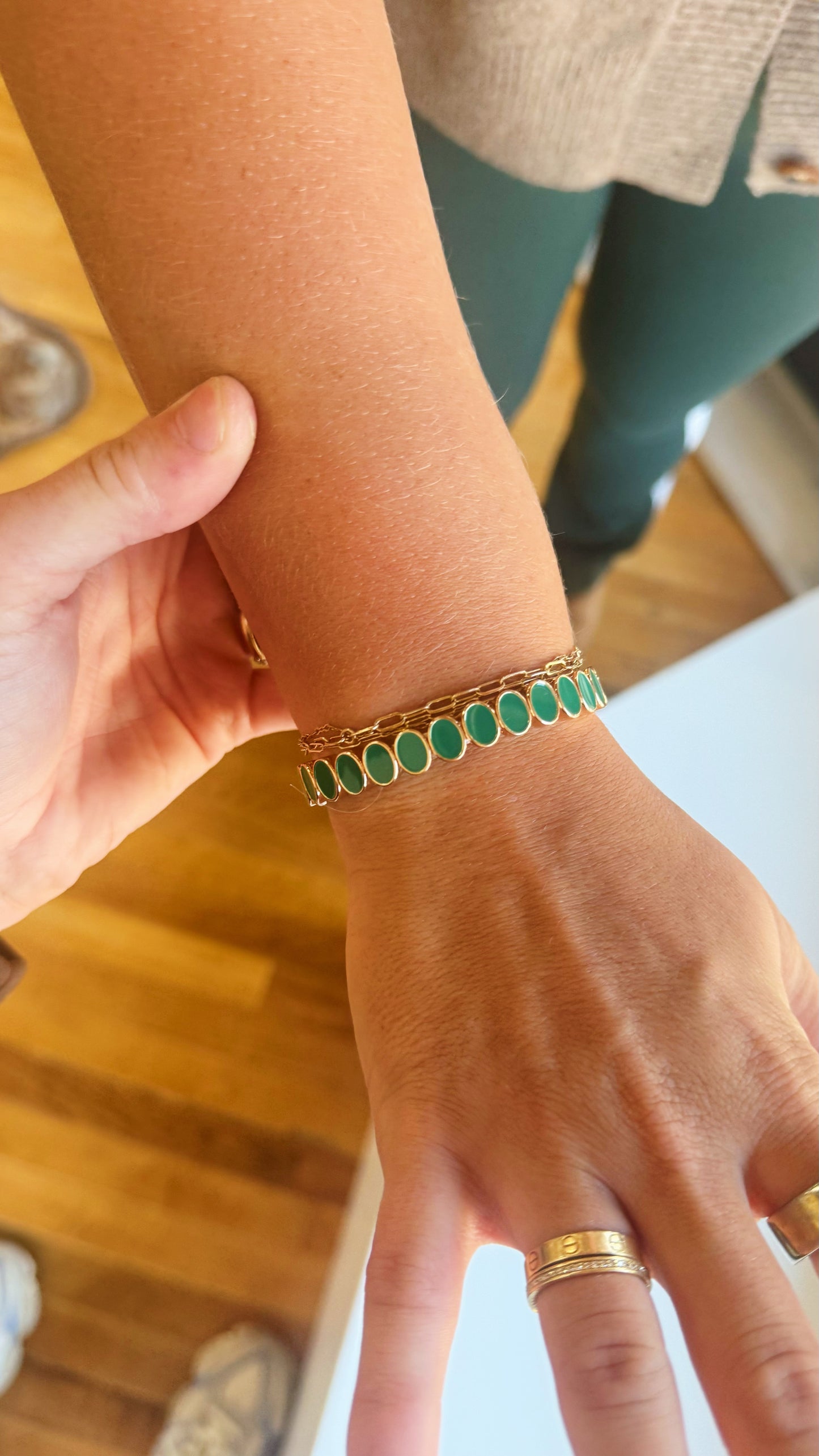 Green Oval Bracelets