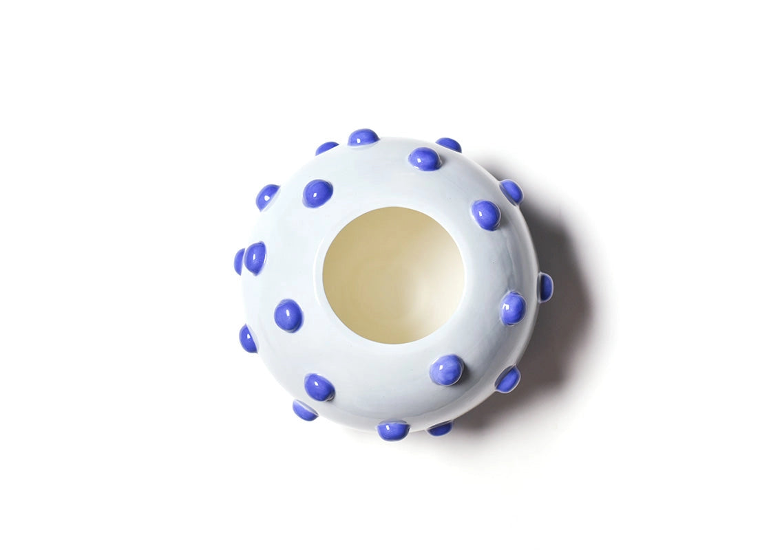 Iris Blue Large Round Vase with Decorative Knobs