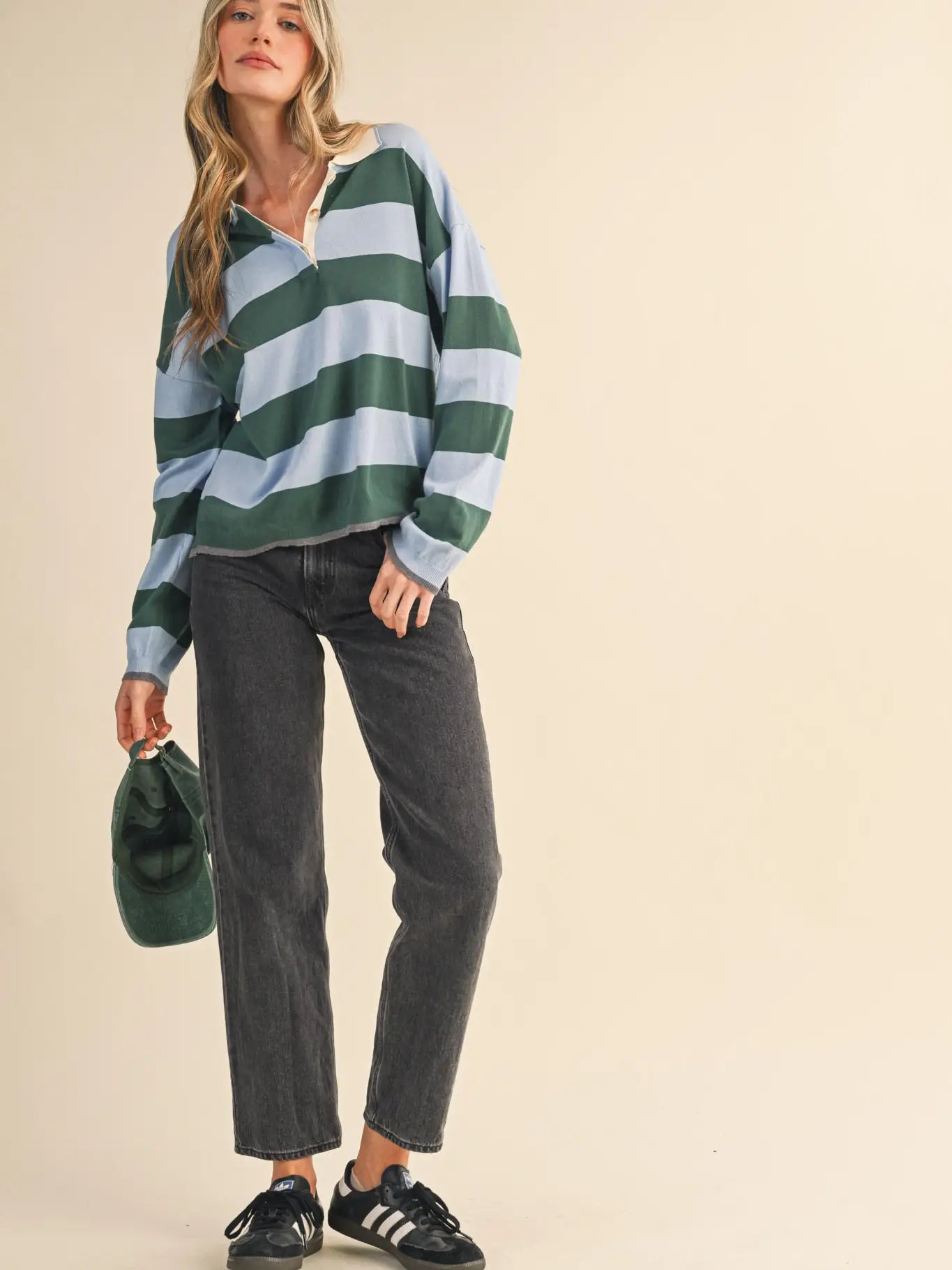 Blue + Green Striped Rugby Sweater
