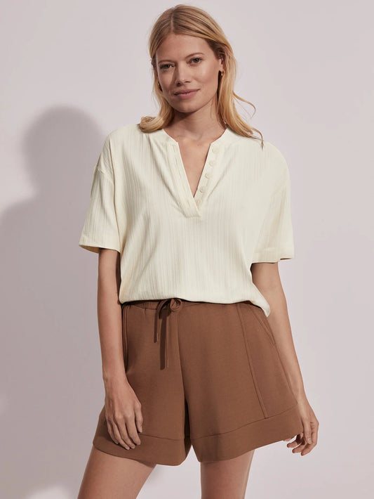 Kasey Mock Placket Rib Tee
